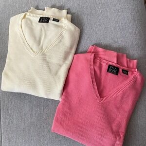 Bundle of 2 Mens Sweater V neck  XL Jos A Bank Collection Cotton Waffle